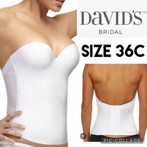 Davids Bridal Womens Bra White Felina 7643 Low Back Bridal Seamless Bustier 36C